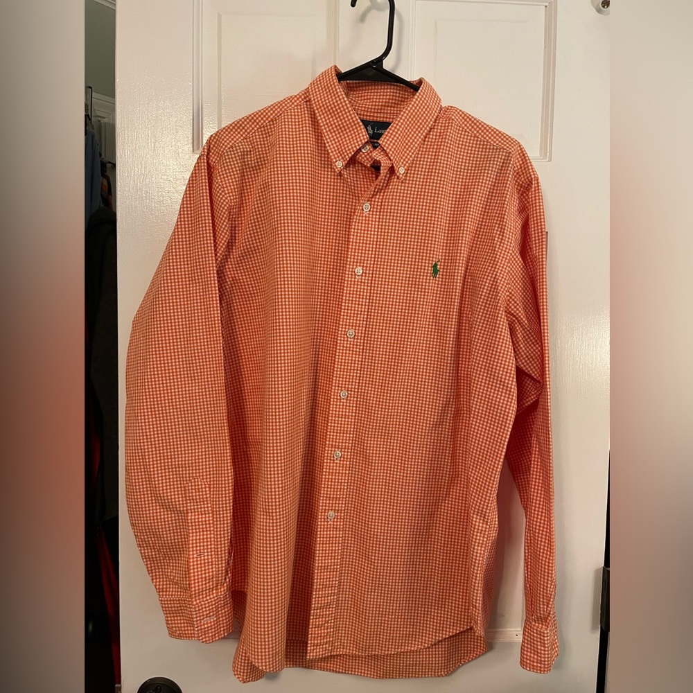 Ralph Lauren classic fit Large. Orange and white small check weave